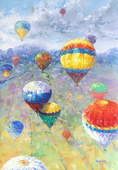 "Hot air balloons", Painting, Oil on Canvas