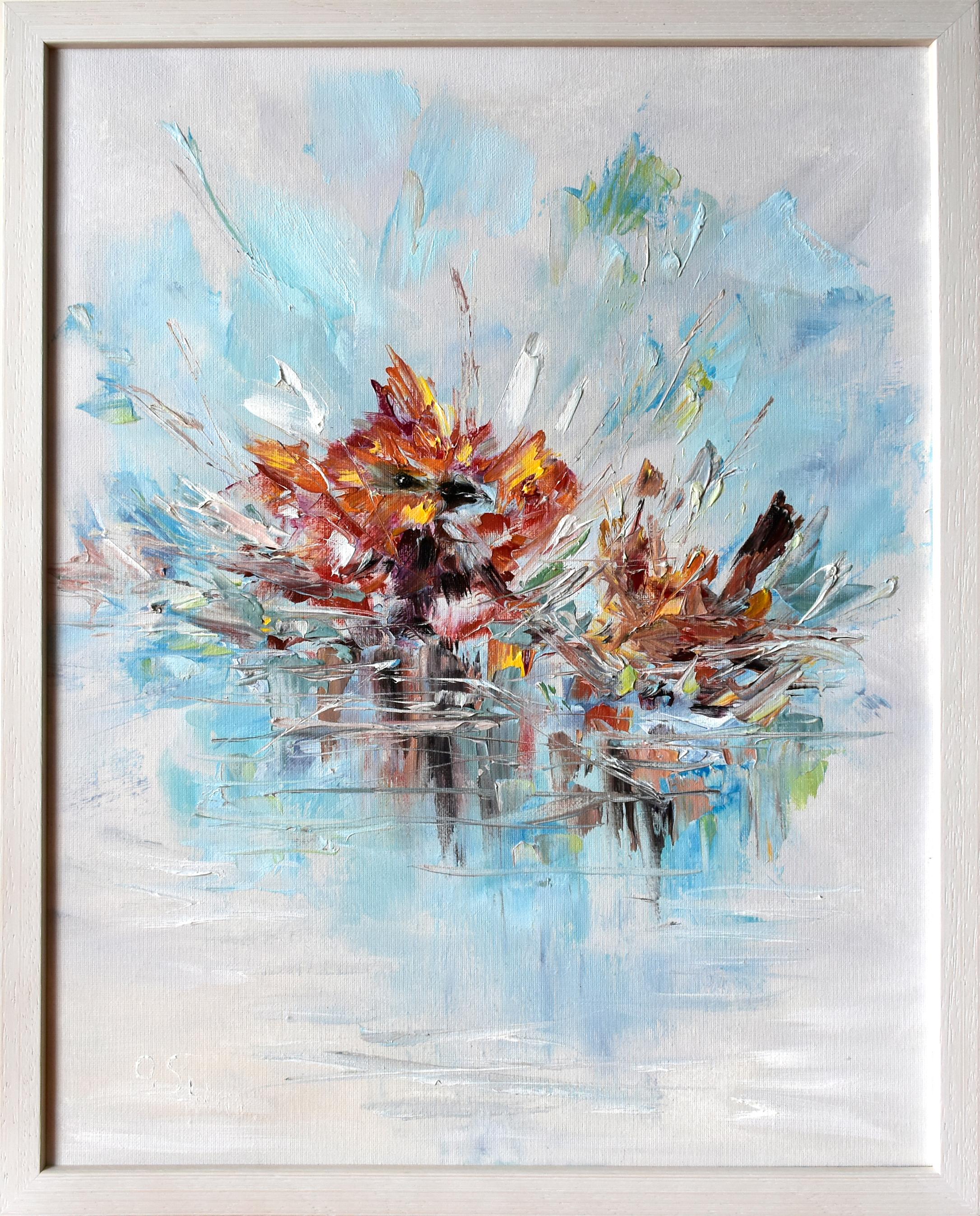 Baño para pájaros. Óleo original - Painting Impresionista de Oxana Shimanchuk