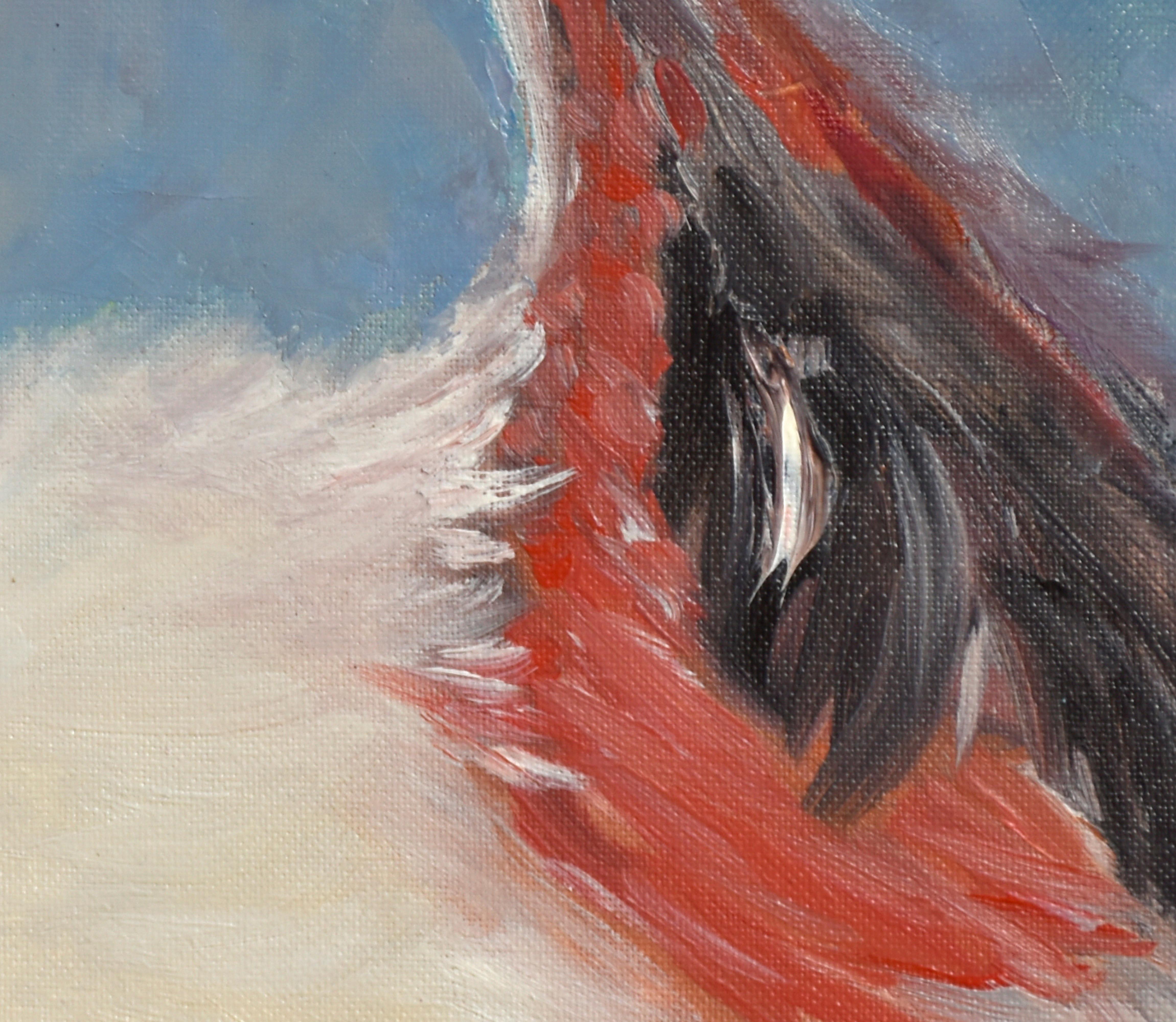 Aveiro's salt pans are an excellent habitat for flamingos - one of the most fascinating birds.  When observing flamingos in the Ria de Aveiro, I was enchanted by the beauty and elegance of the birds, which led me to paint this painting.  This art