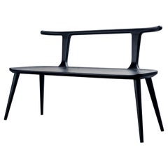 Used Oxbend Bench, Entryway Seat in Black Charcoal Ashwood by Fernweh Woodworking