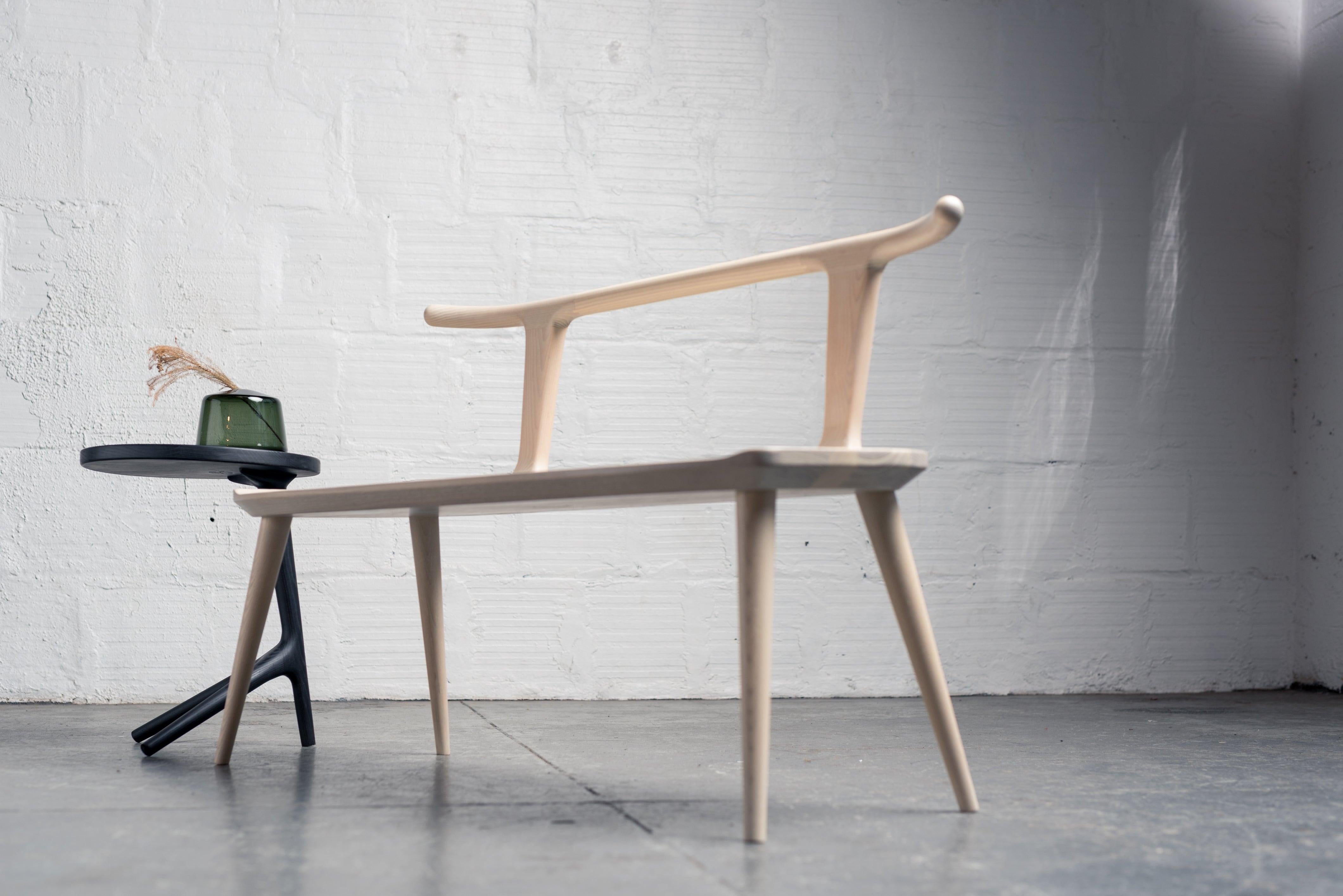 Banc Oxbend:: siège d'entrée en frêne blanc par Fernweh Woodworking en vente 4