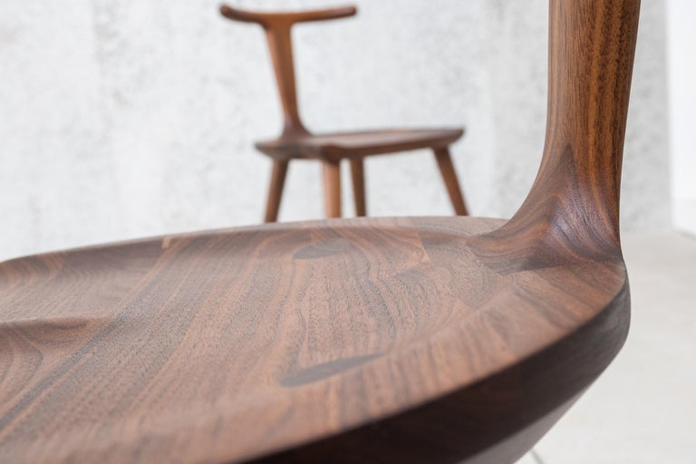 Oxbend Chair 3 Legs, Dining Seat in Walnut Wood by Fernweh Woodworking