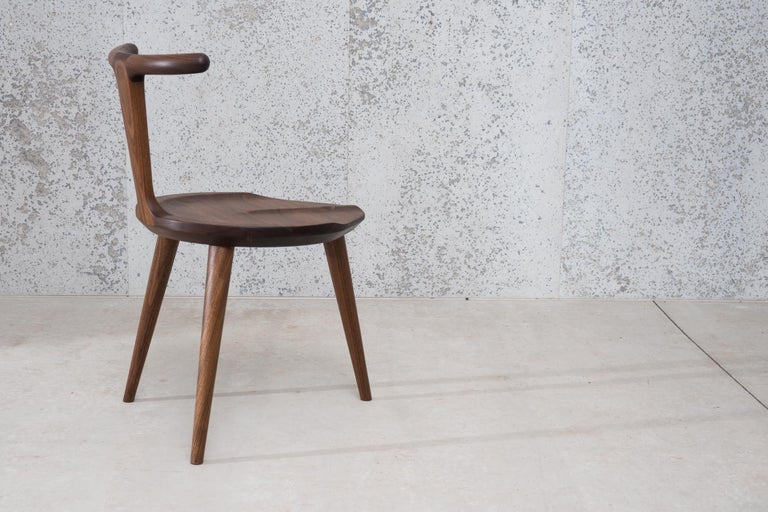 Oxbend Chair 3 Legs, Dining Seat in Walnut Wood by Fernweh Woodworking