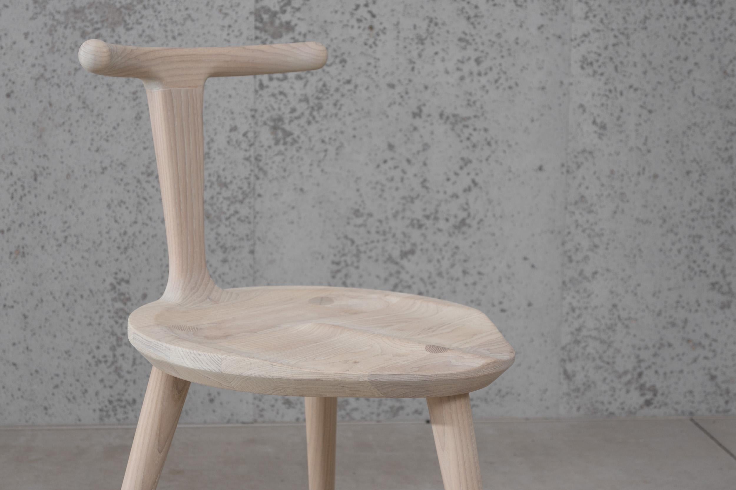 Chaise Oxbend à 3 pieds, assise de salle à manger en bois de frêne blanc par Fernweh Woodworking en vente 4