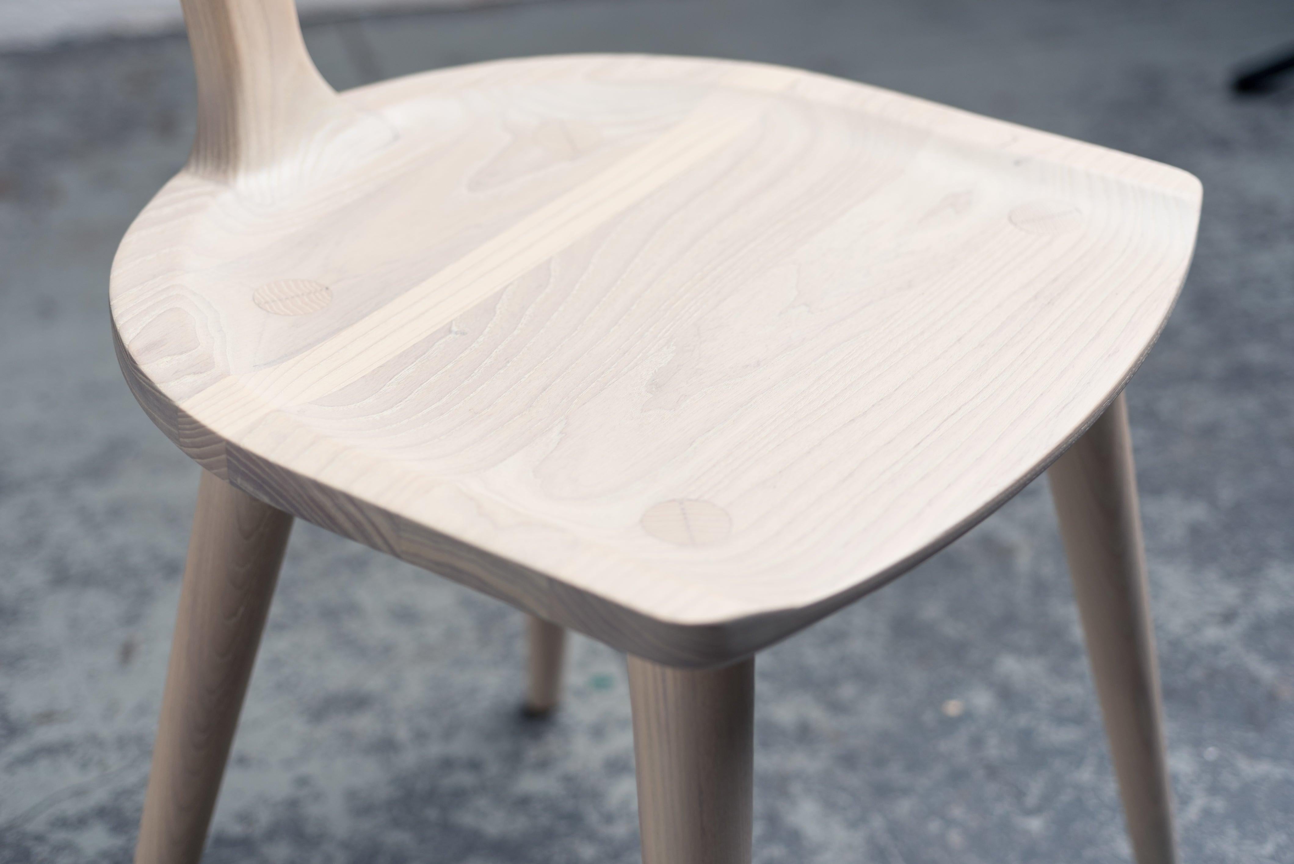 Oxbend-Stuhl, Esszimmerstuhl aus weißem Eschenholz von Fernweh Woodworking im Angebot 3