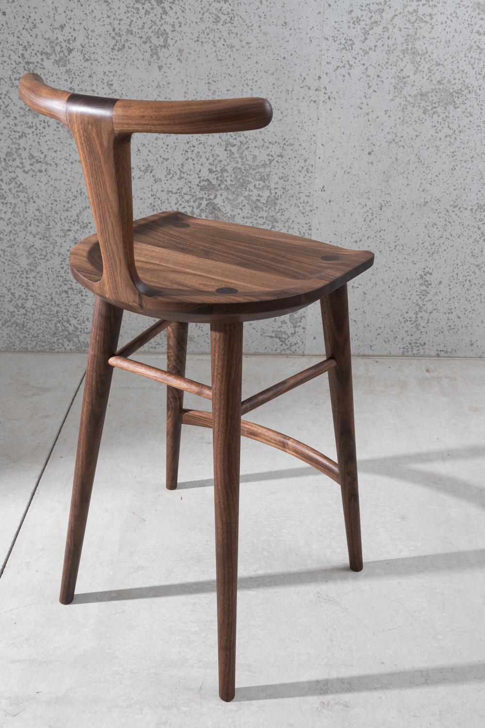 American Oxbend Stool, Bar, or Counter Seat in Walnut For Sale