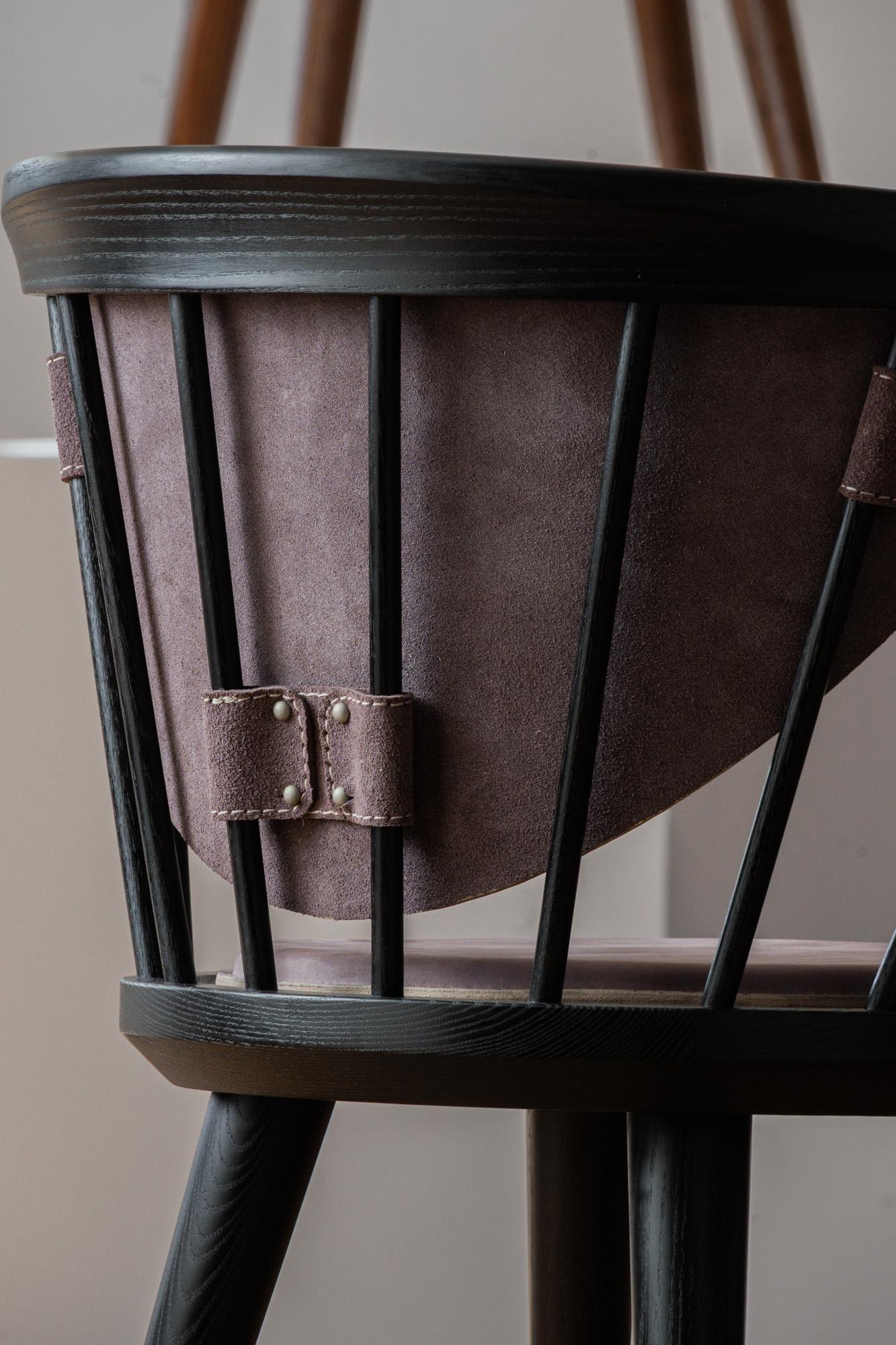 Oxbend Windsor Chair in Charcoal by Fernweh Woodworking For Sale 7