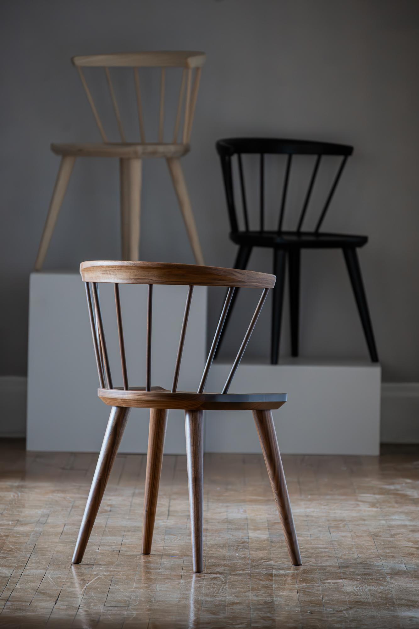 Scandinavian Modern Oxbend Windsor Chair in Walnut by Fernweh Woodworking For Sale