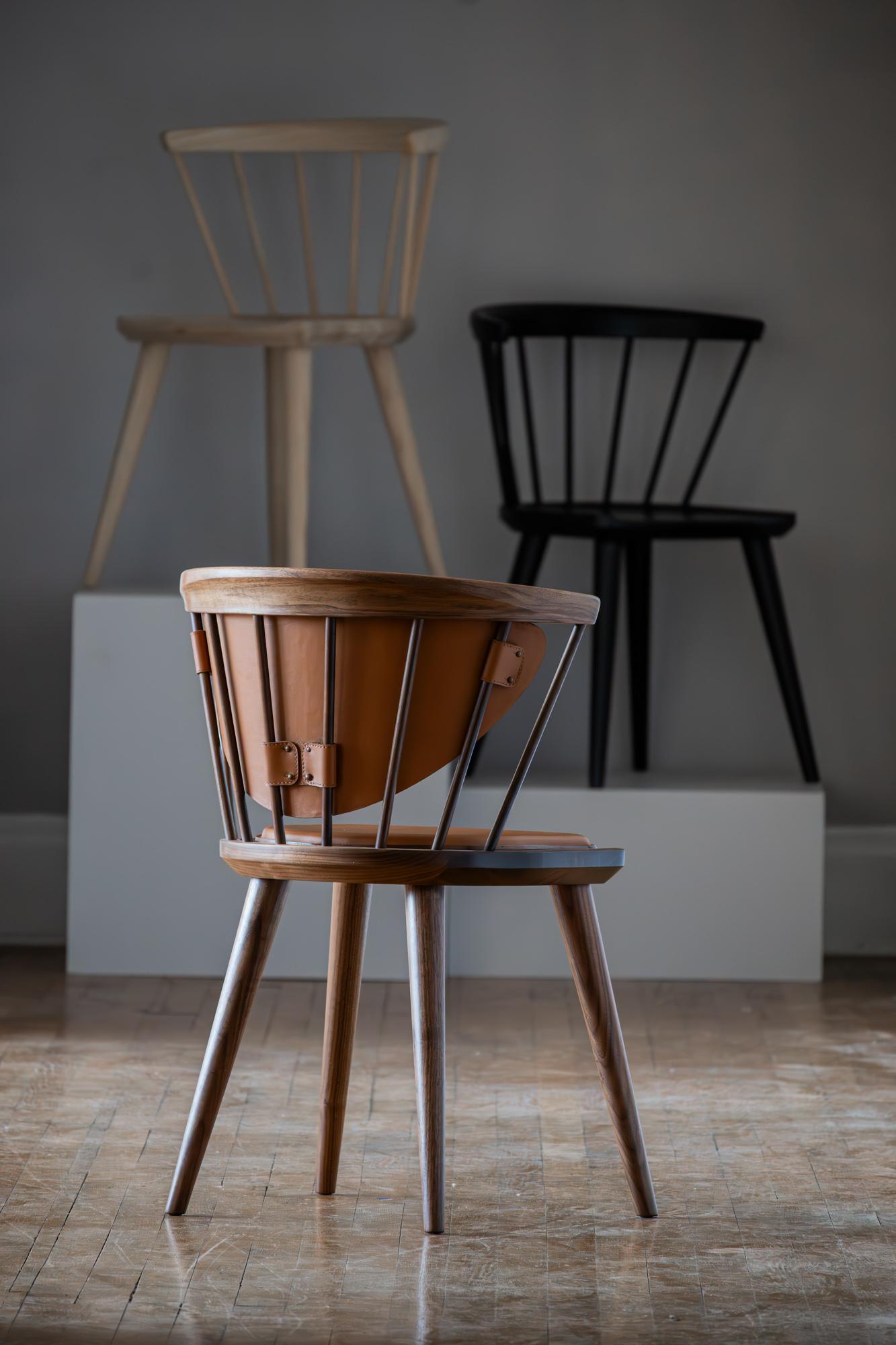 Contemporary Oxbend Windsor Chair in Walnut by Fernweh Woodworking For Sale