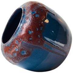 Oxblood and Blue Flambe Art Deco Glazed Pottery Vase, Scandinavia, 1936