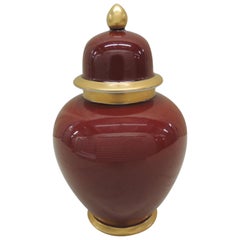 Oxblood and Gold Ginger Covered Decorative Jar