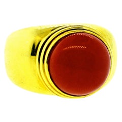 Oxblood Coral and 18 Karat Large Ring