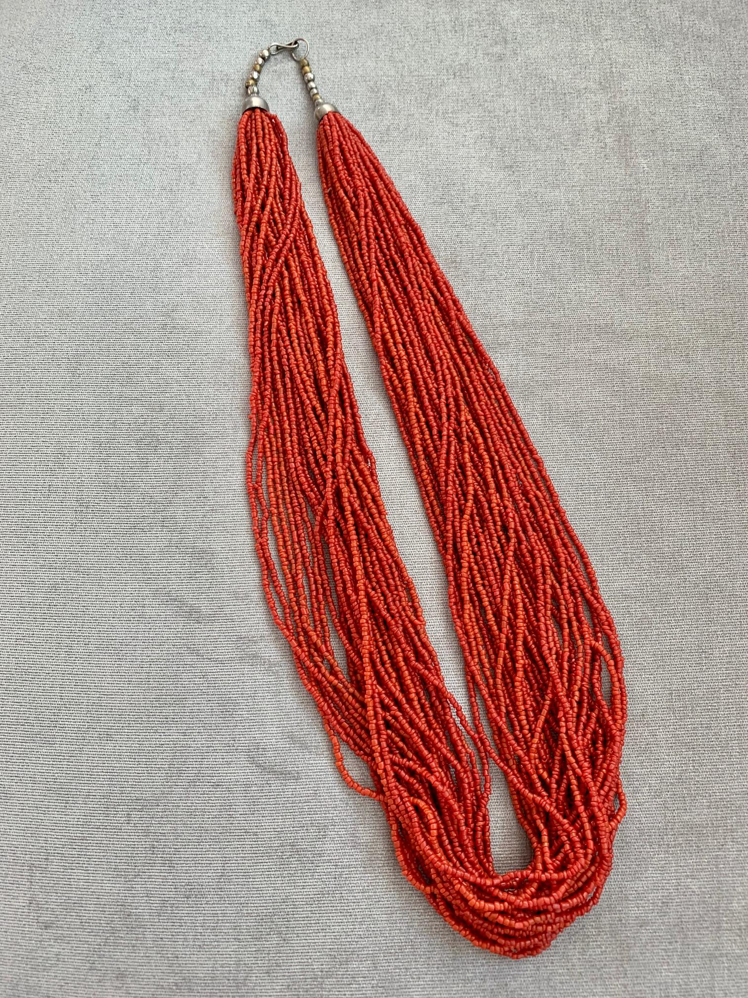 Oxblood Korallen Perlen Multi-Strand Halskette für Damen oder Herren