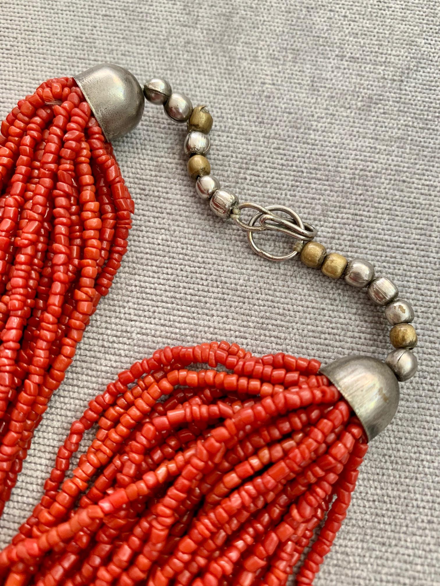 Oxblood Korallen Perlen Multi-Strand Halskette 1
