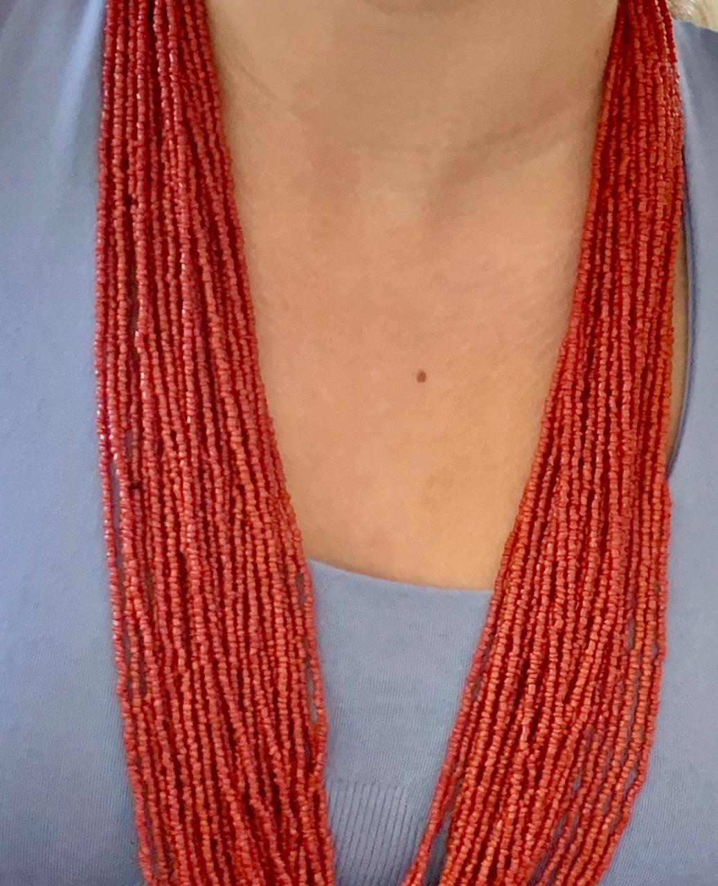 Oxblood Korallen Perlen Multi-Strand Halskette 2