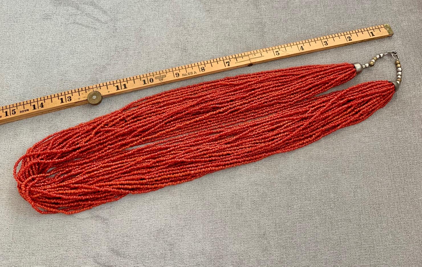 Oxblood Korallen Perlen Multi-Strand Halskette 3