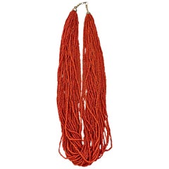 Oxblood Coral Bead Multi-Strand Necklace
