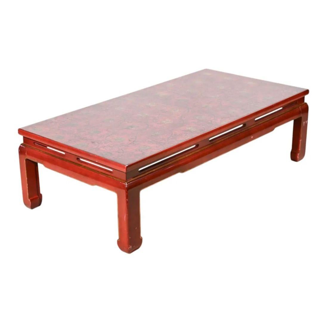 20th Century Oxblood Lacquered Chinoiserie Coffee Table For Sale