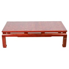 Chinoiserie Couchtisch, ochsenblutfarben lackiert