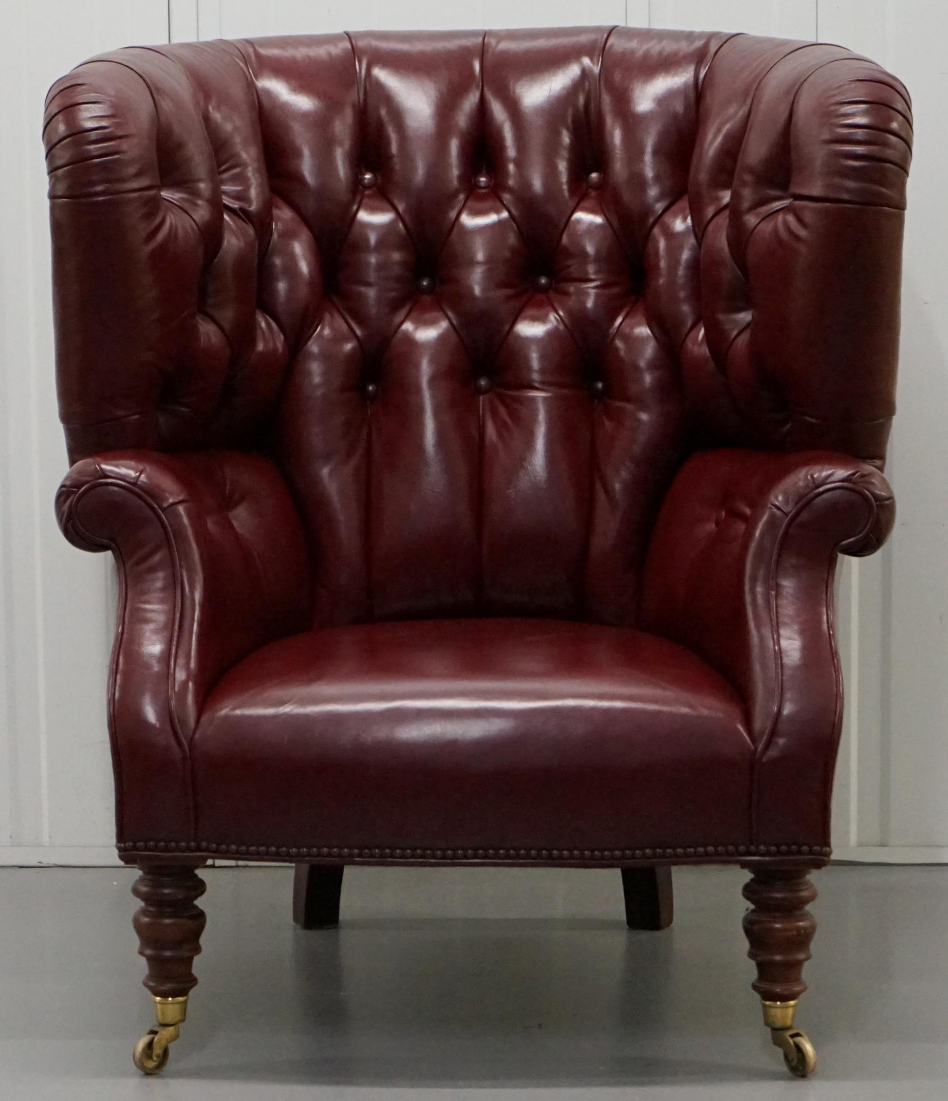 Baker Furniture Chesterfield Porters Barrel-Sessel aus Ochsenblutleder (Moderne) im Angebot