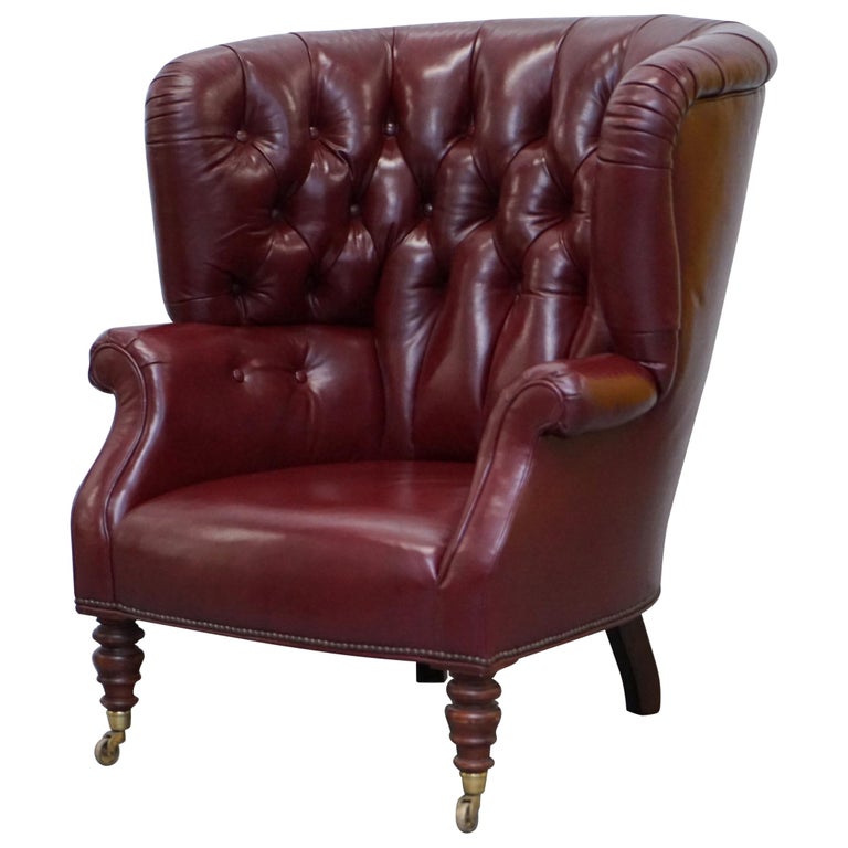 Oxblood Leather Baker Furniture Chesterfield Porters Barrel