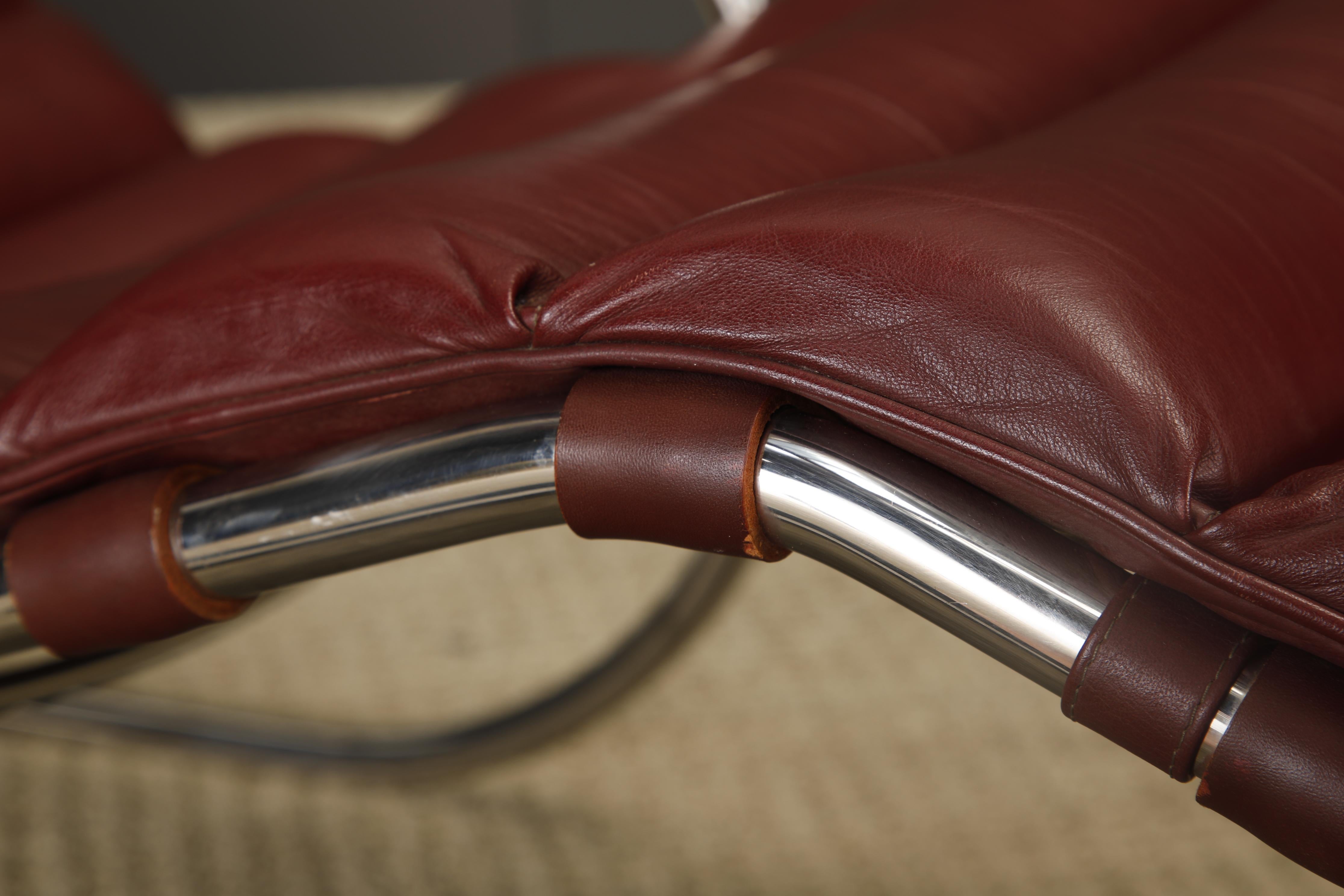 Chaise longue réglable MR en cuir Oxblood par Mies van der Rohe pour Knoll Intl en vente 3