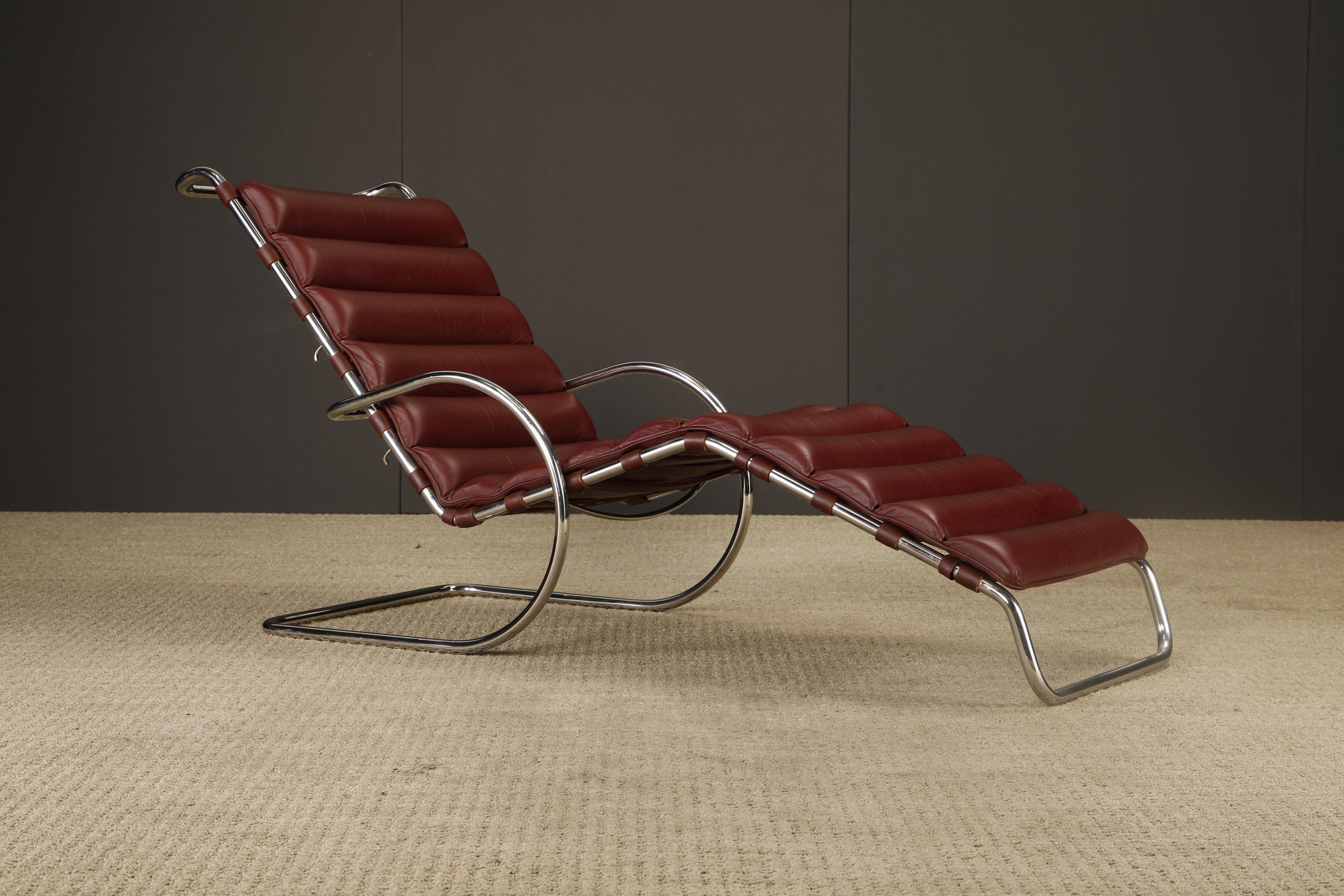 Chaise longue réglable MR en cuir Oxblood par Mies van der Rohe pour Knoll Intl en vente 5