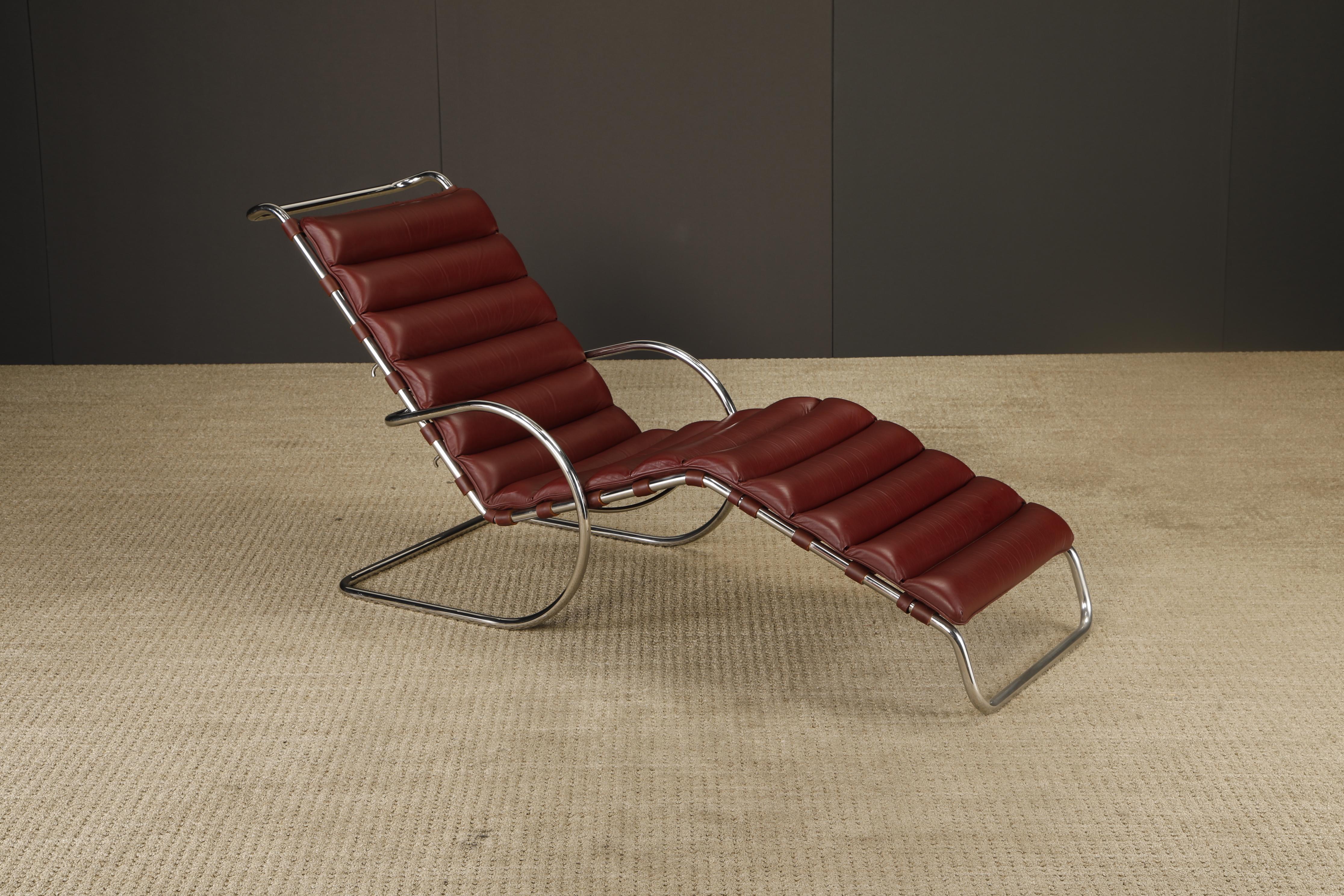 Chaise longue réglable MR en cuir Oxblood par Mies van der Rohe pour Knoll Intl en vente 6