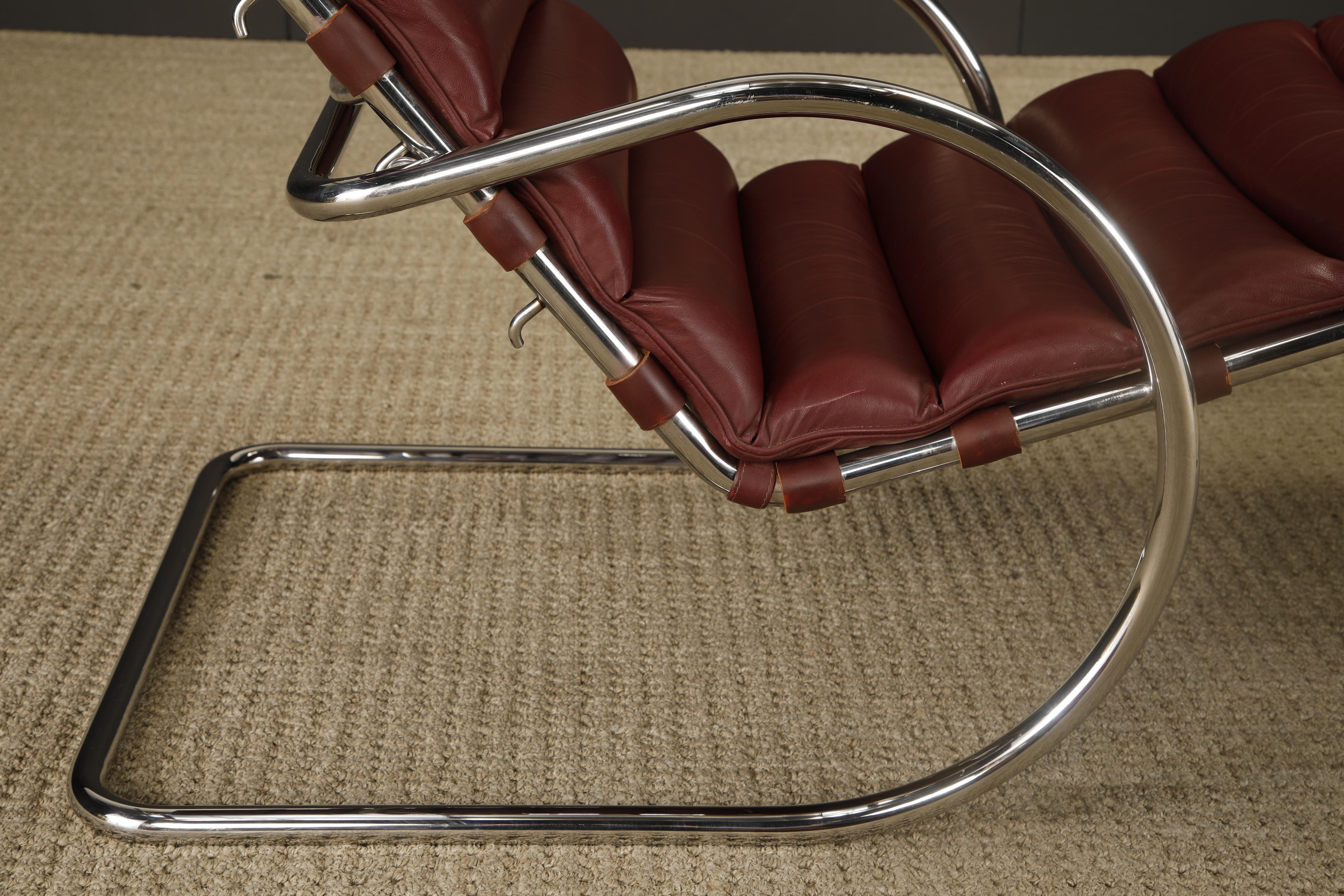 Chaise longue réglable MR en cuir Oxblood par Mies van der Rohe pour Knoll Intl en vente 8