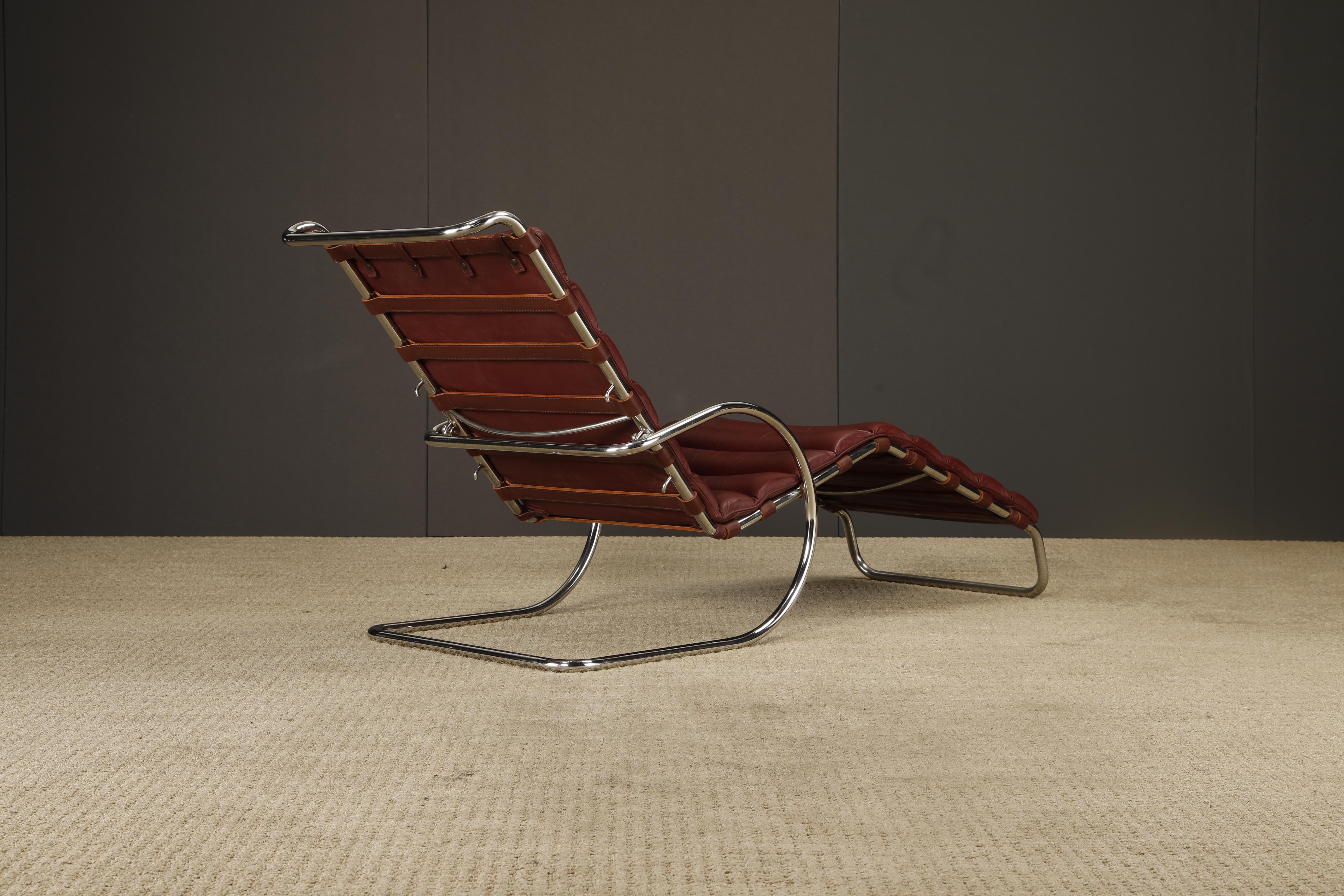 Chaise longue réglable MR en cuir Oxblood par Mies van der Rohe pour Knoll Intl en vente 10