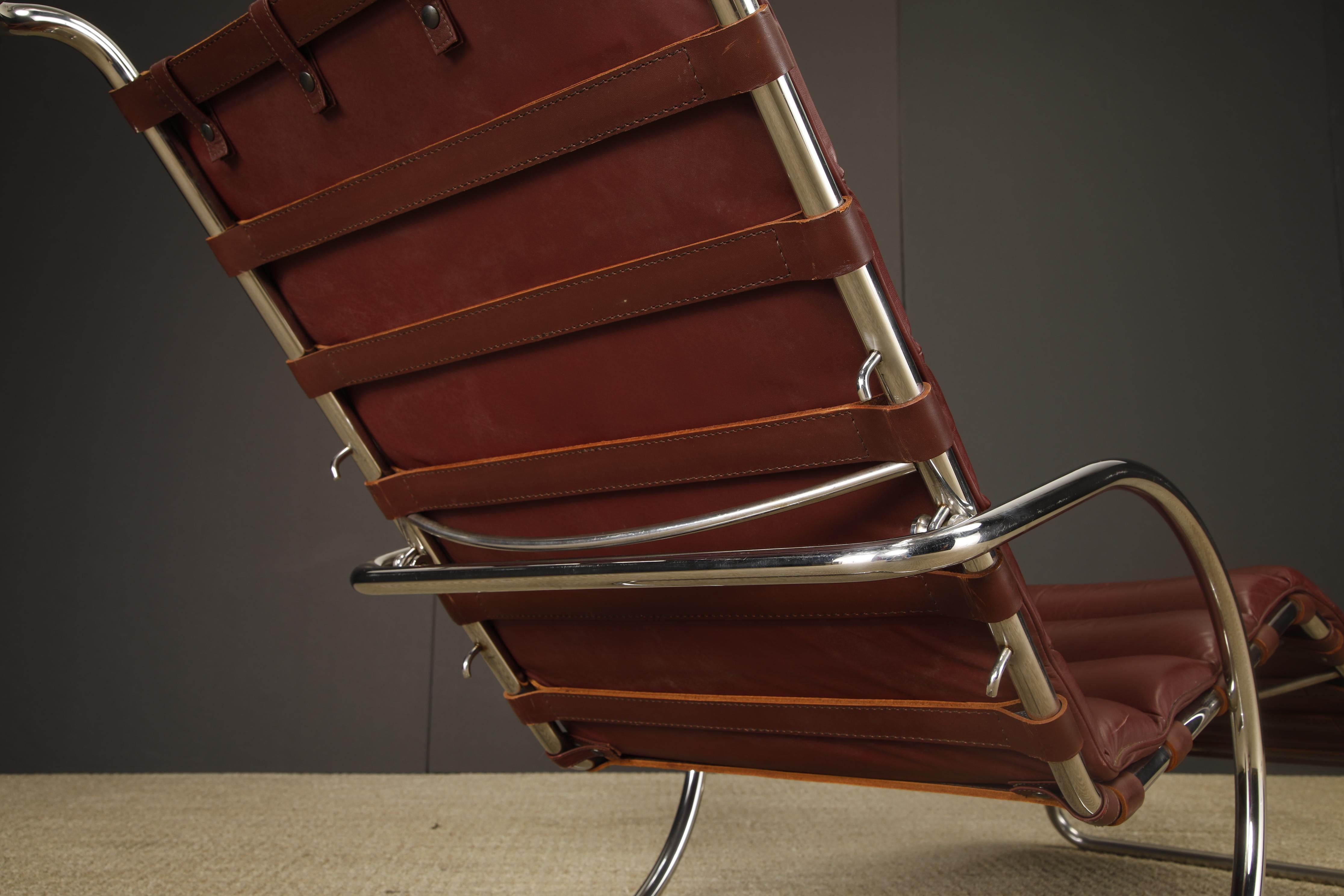 Chaise longue réglable MR en cuir Oxblood par Mies van der Rohe pour Knoll Intl en vente 13
