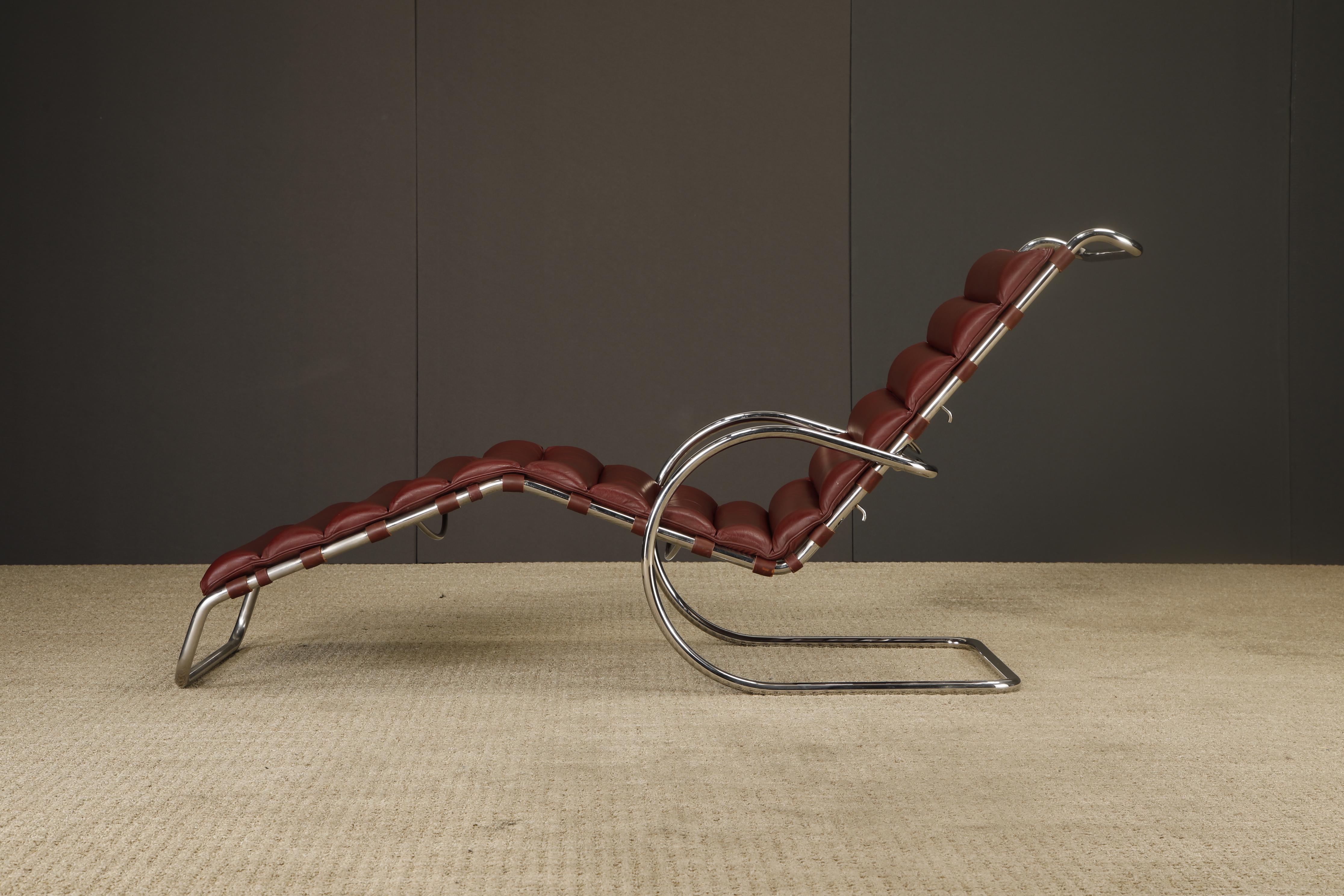 Américain Chaise longue réglable MR en cuir Oxblood par Mies van der Rohe pour Knoll Intl en vente