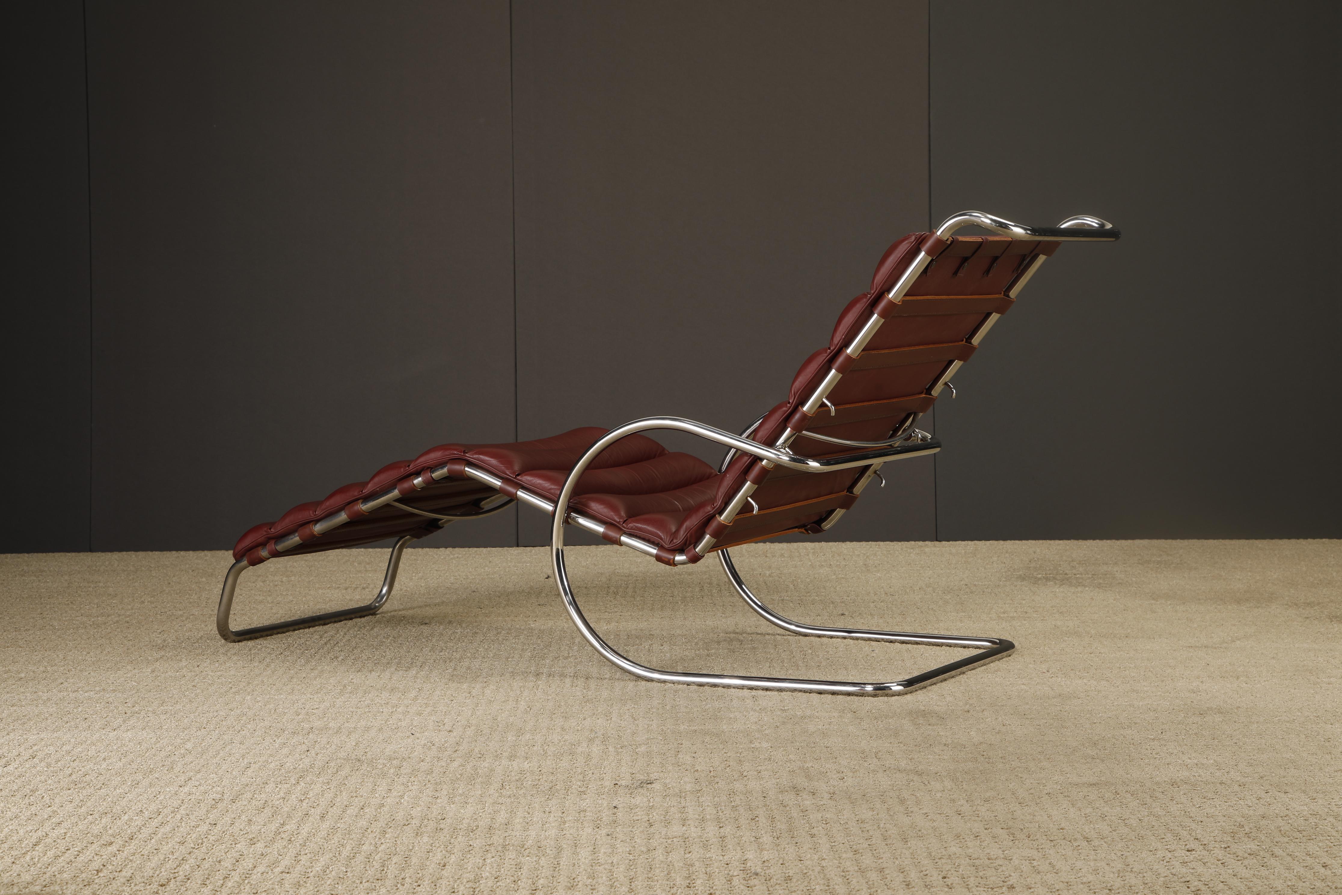 Chaise longue réglable MR en cuir Oxblood par Mies van der Rohe pour Knoll Intl Bon état - En vente à Los Angeles, CA