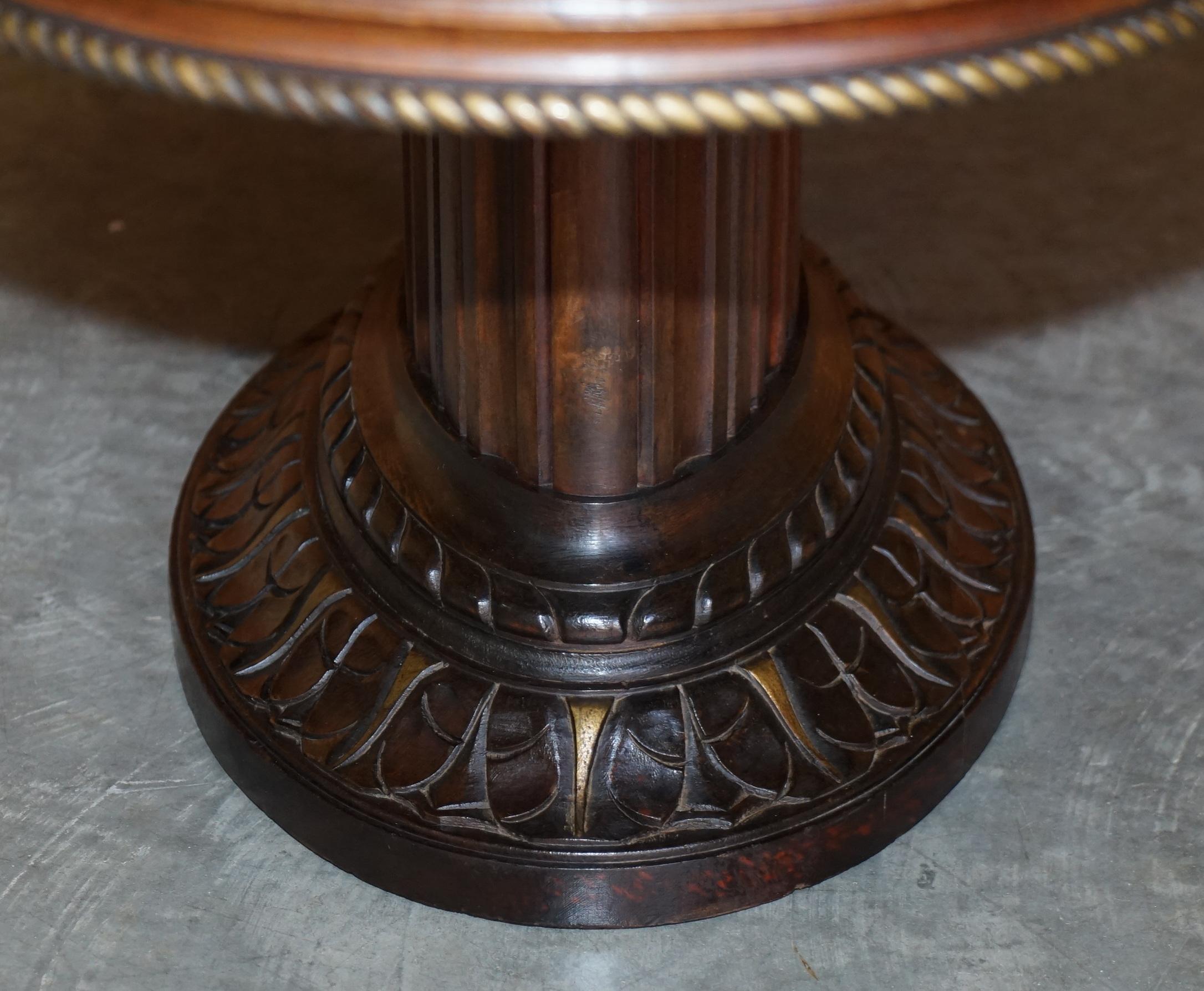Oxblood Leather Oval Roman Pedestal Base Coffee or Cocktail Table Nice Find 4