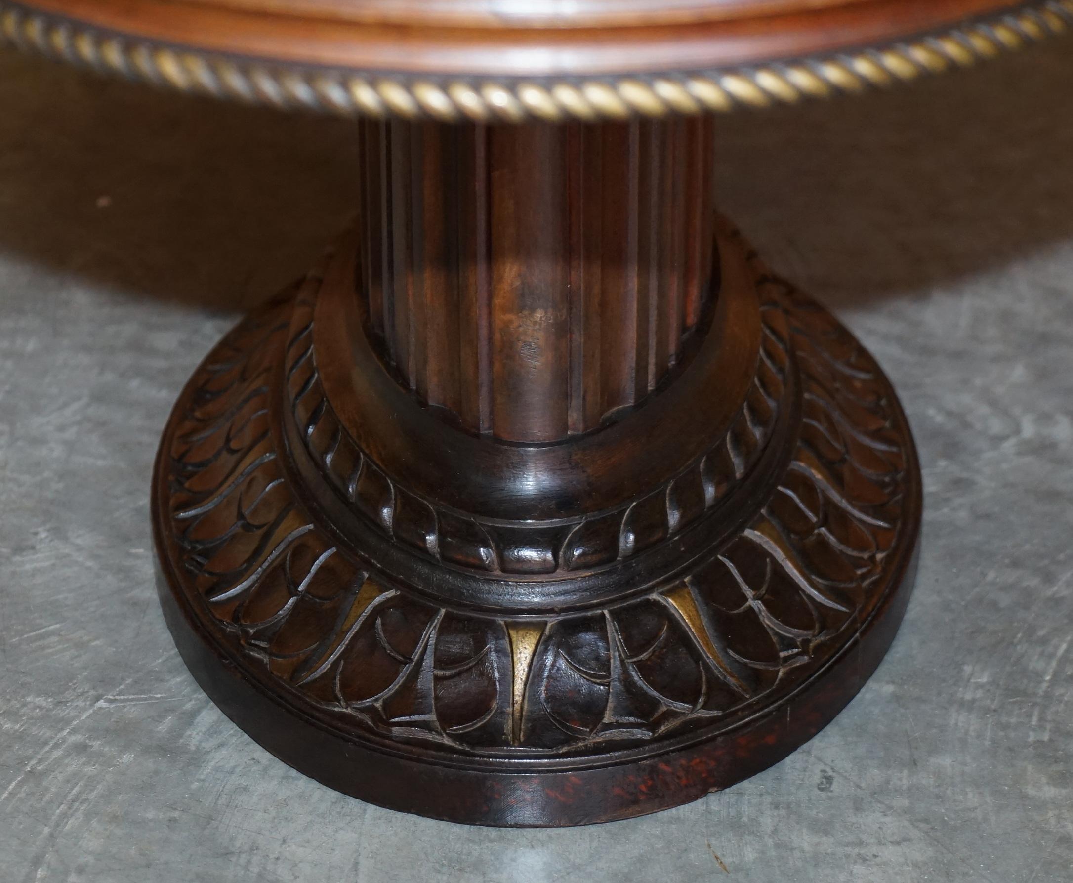 Oxblood Leather Oval Roman Pedestal Base Coffee or Cocktail Table Nice Find 5