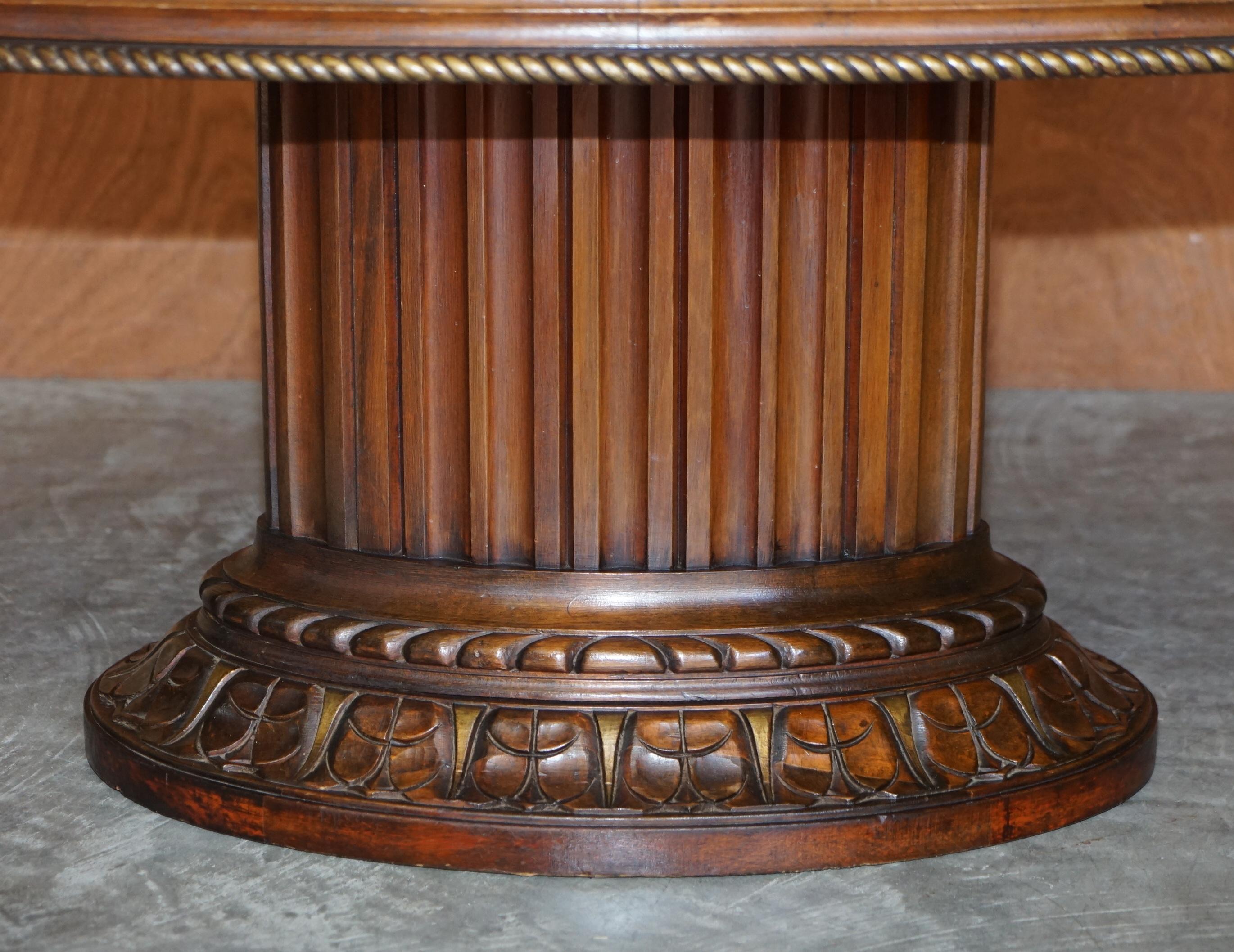 Oxblood Leather Oval Roman Pedestal Base Coffee or Cocktail Table Nice Find 2