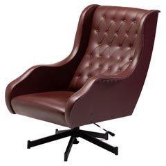 Chaise longue Borsani en Naugahyde couleur sang de boeuf