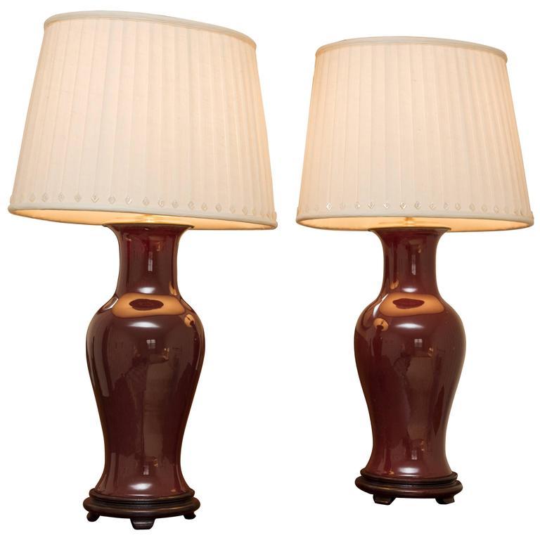 Oxblood Porcelain Lamps In Excellent Condition In Southampton, NY