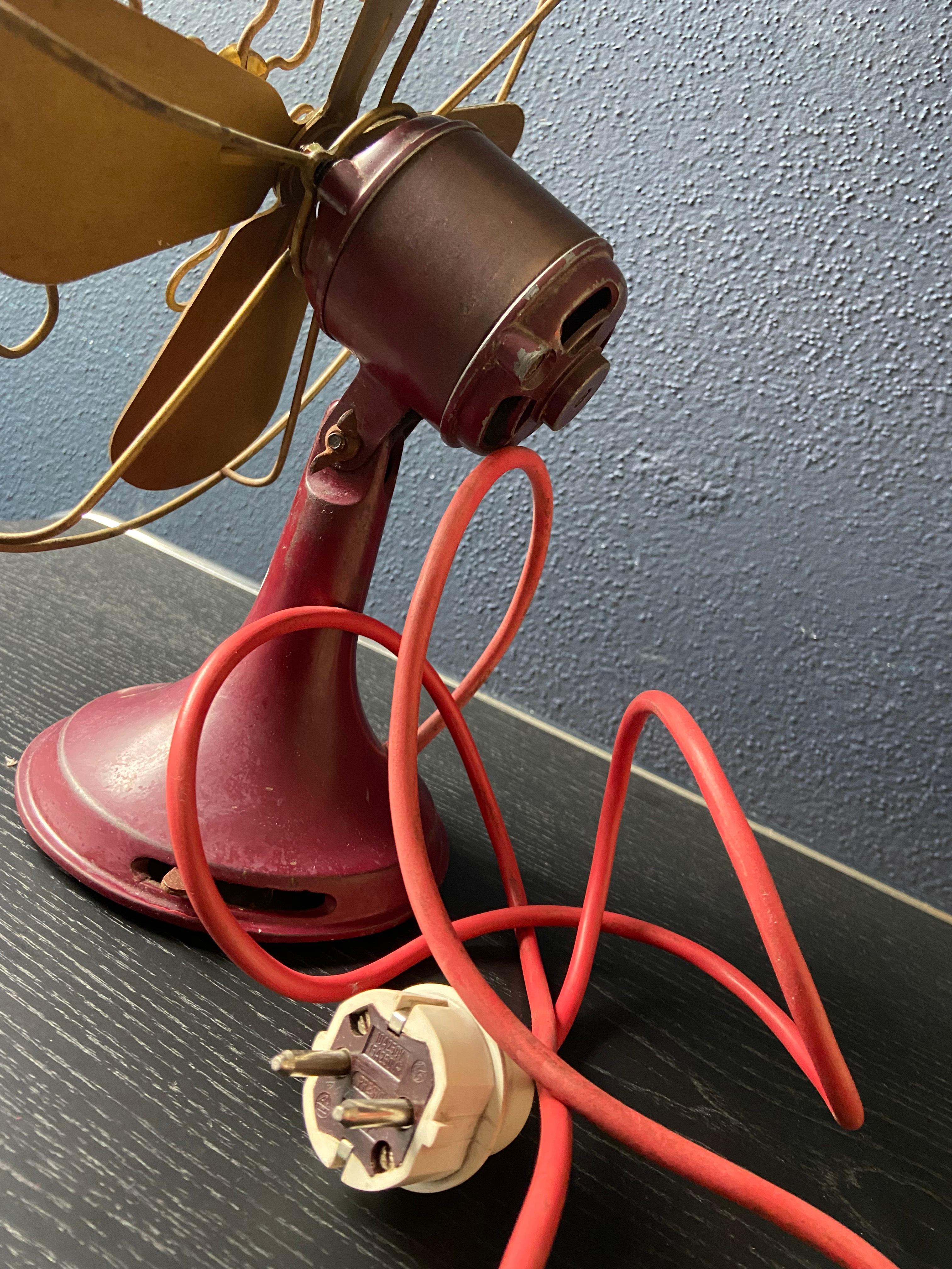 Metal Oxblood Red Fan by Siemens-Schuckert Model W 250 T, Germany, 1950s For Sale