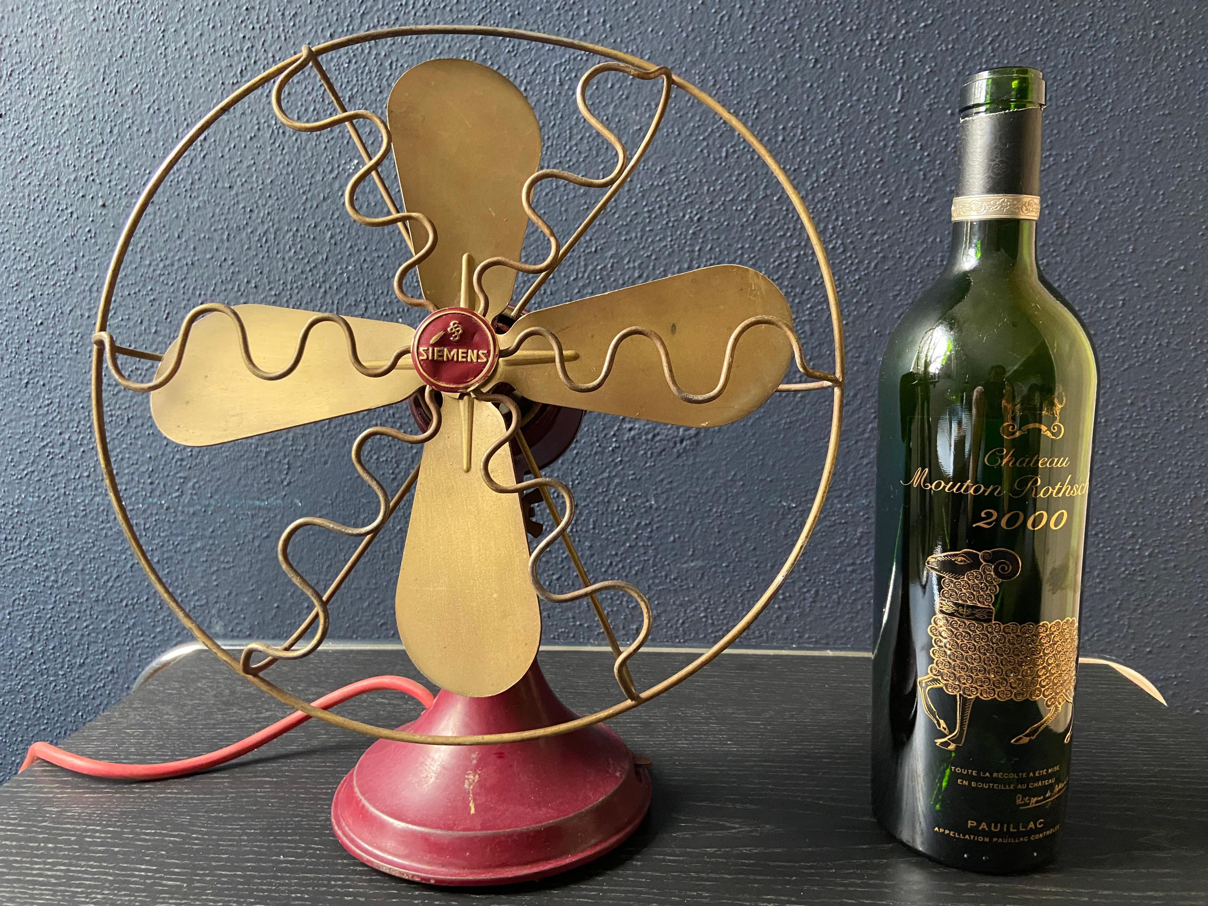 Oxblood Red Fan by Siemens-Schuckert Model W 250 T, Germany, 1950s For Sale 2