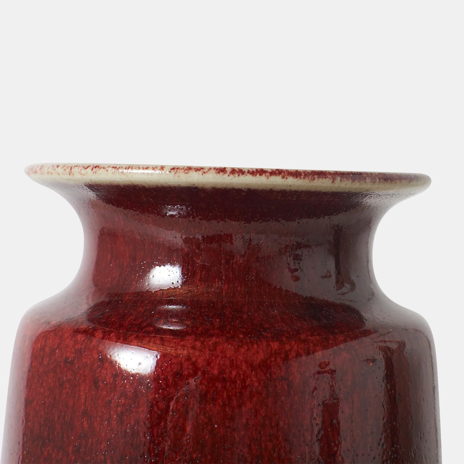 Modern Oxblood Vase by Kjell Bolinder Höganäs For Sale