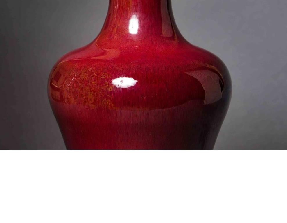 Chinese Oxblood Vase with Baluster Shape For Sale