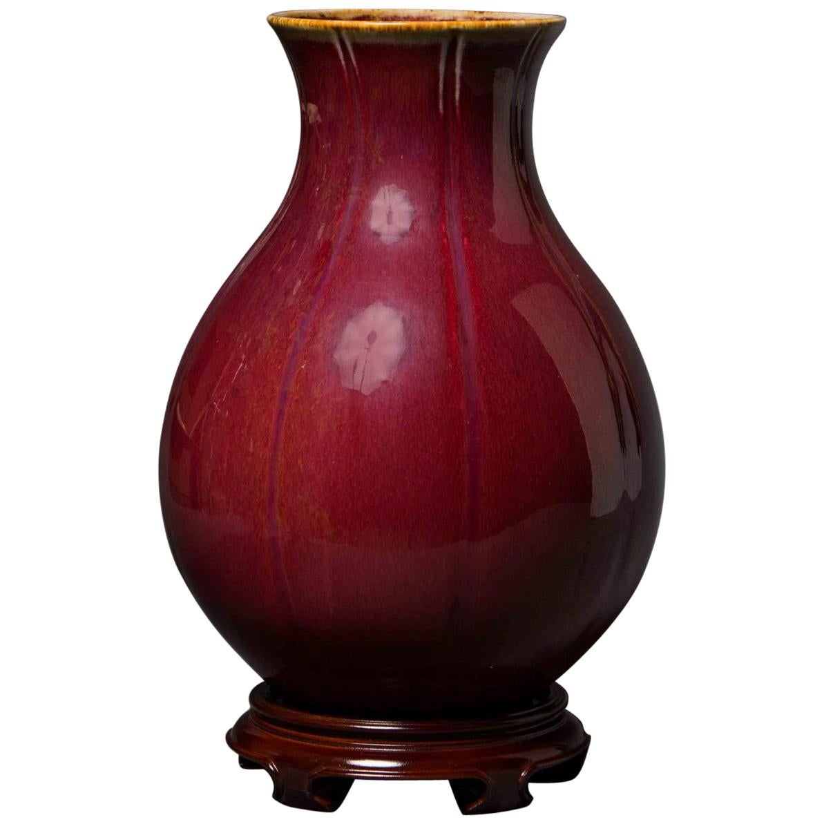 Oxblood Vase with Fluted Design China For Sale