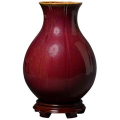 Antique Oxblood Vase with Fluted Design China