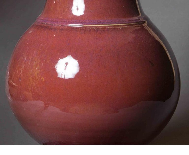 Chinese Oxblood Vase with Scroll Handles and Tai Ching Young Cheng Mark For Sale
