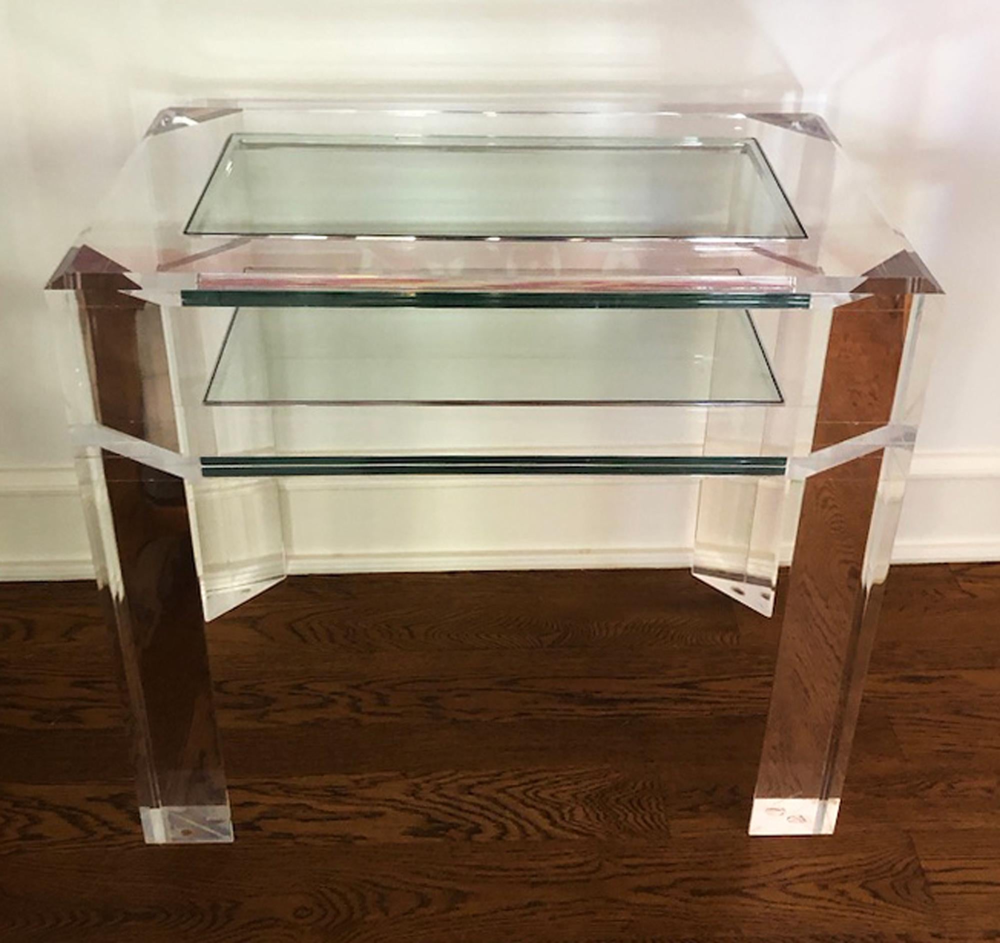 Modern Oxford Acrylic Side Table by Mecox For Sale