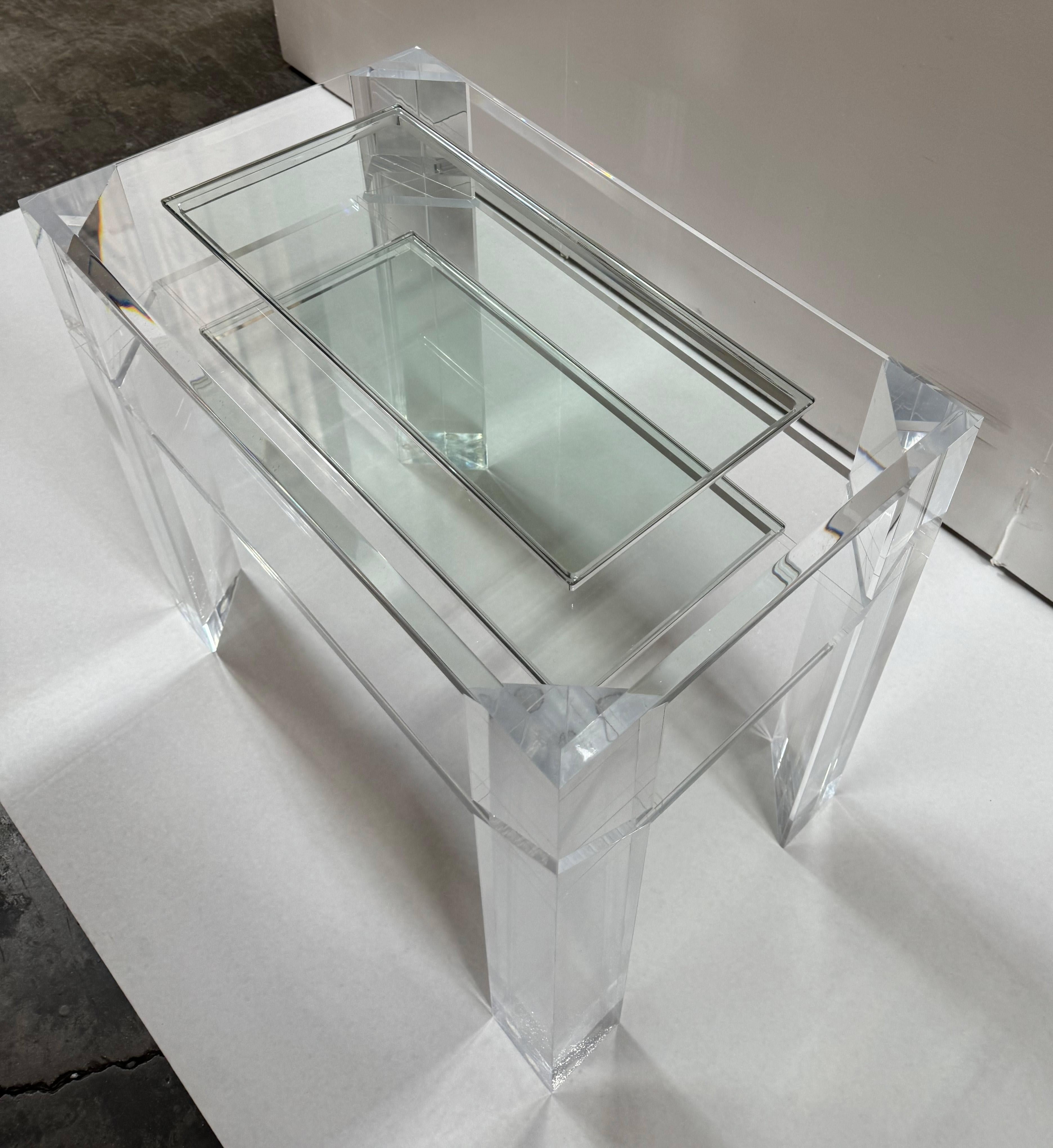 Modern Oxford Acrylic Side Table by Mecox For Sale