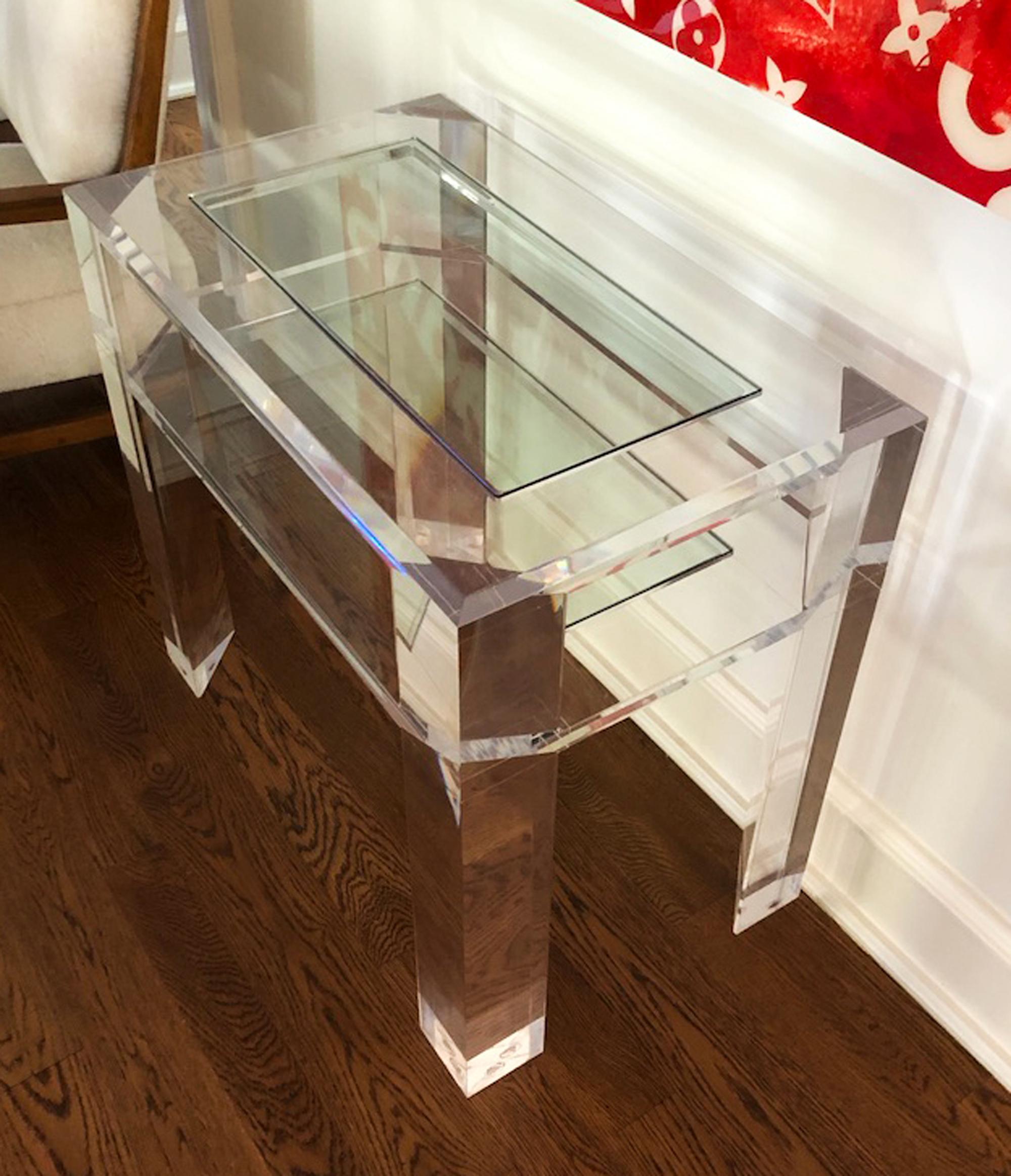 Modern Oxford Acrylic Side Table by Mecox For Sale
