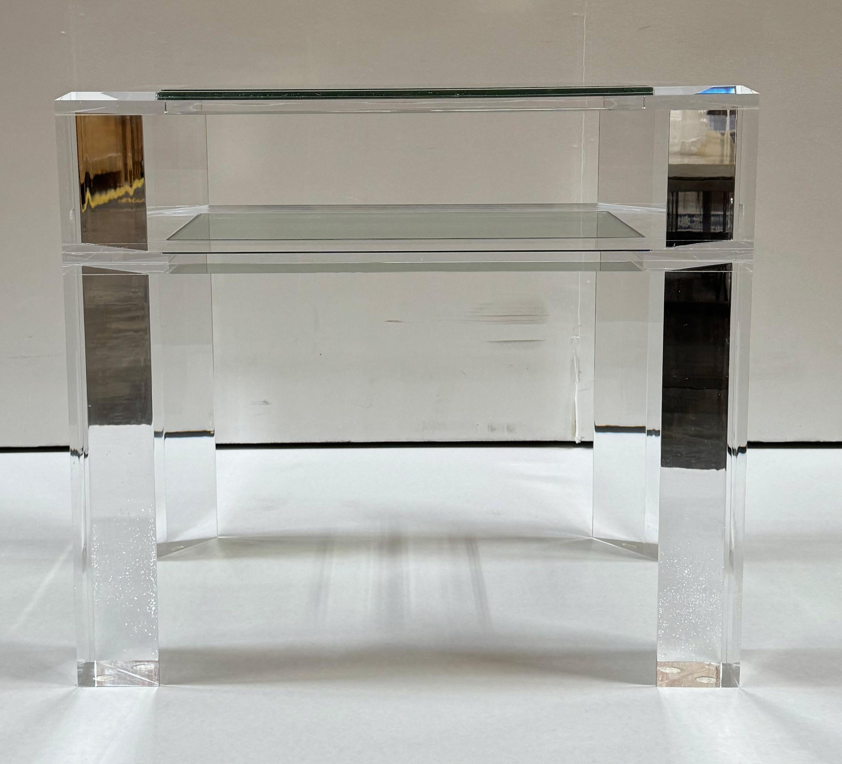 Contemporary Oxford Acrylic Side Table by Mecox For Sale