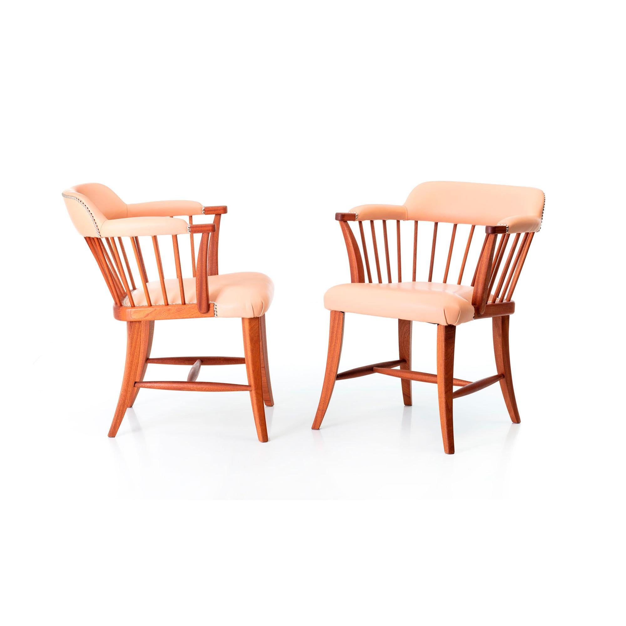 Oxford-Sessel aus Holz und Leder (Portugiesisch) im Angebot
